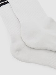 Reiss Ecru/Chocolate Brown Maurice Monogram Cotton-Blend Rib Sport Socks - Image 3 of 3