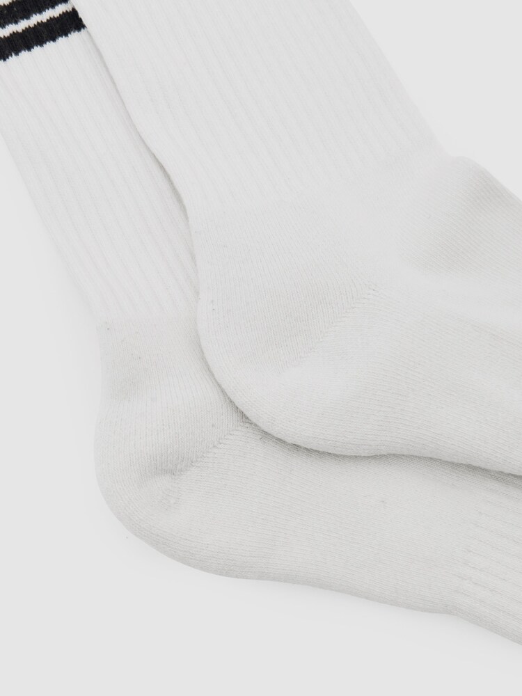 Reiss Ecru/Chocolate Brown Maurice Monogram Cotton-Blend Rib Sport Socks - Image 3 of 3