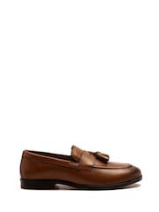 Off The Hook Brown Clinton Leather Slip On Formal Tassel Shoes - Image 2 of 6