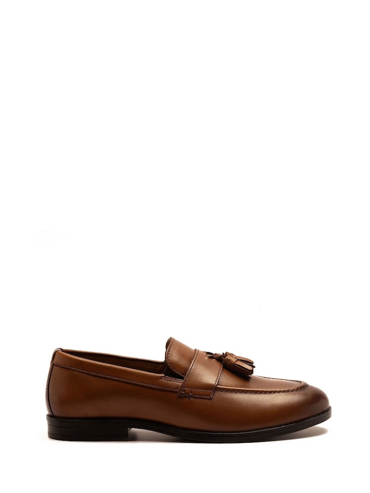 Off The Hook Brown Clinton Leather Slip On Formal Tassel Shoes - Image 2 of 6