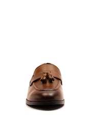 Off The Hook Brown Clinton Leather Slip On Formal Tassel Shoes - Image 3 of 6