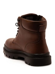 Off The Hook Brown Jones Leather Lace Up Casual Ankle Boots - Image 4 of 6