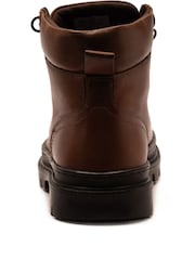 Off The Hook Brown Jones Leather Lace Up Casual Ankle Boots - Image 6 of 6