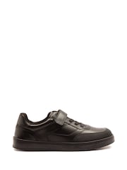 Off The Hook Black Marty Round Toe Single Strap With Lace-Up Leather School Shoes - Image 1 of 5