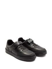 Off The Hook Black Marty Round Toe Single Strap With Lace-Up Leather School Shoes - Image 2 of 5