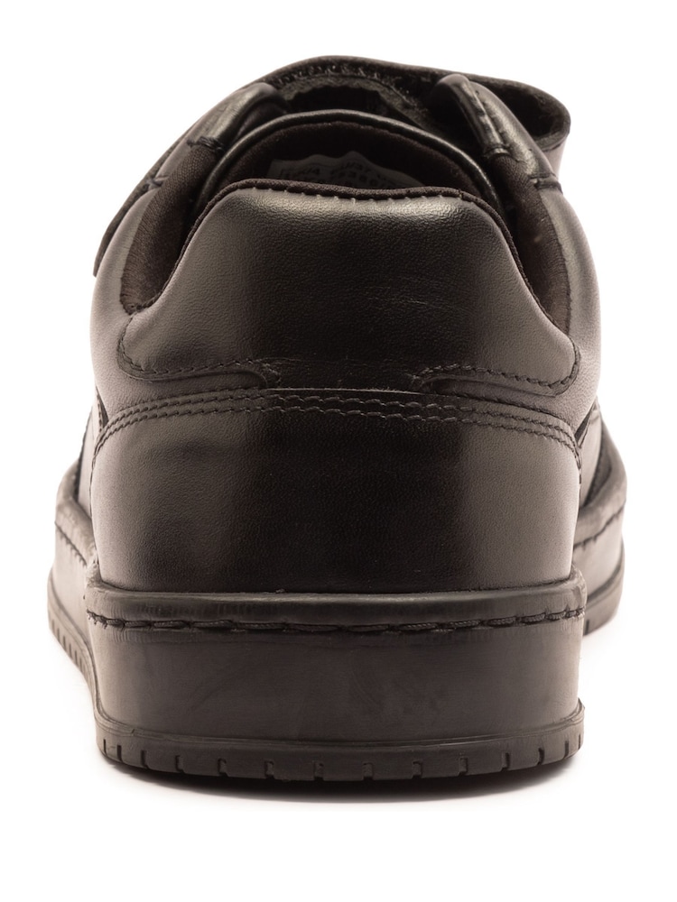 Off The Hook Black Marty Round Toe Single Strap With Lace-Up Leather School Shoes - Image 5 of 5