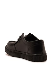 Off The Hook Black Hetfield Leather Lace-Up Casual Boat Shoes - Image 3 of 6