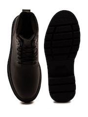 Off The Hook Black Jones Leather Lace Up Casual Ankle Boots - Image 6 of 6