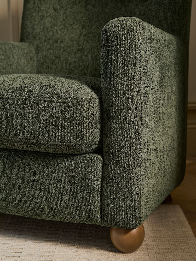 Boucle Chenille Moss Green Clarence Large Highback Chair - Image 2 of 10 Boucle Chenille Moss Green Clarence Large Highback Chair - Image 2 of 10