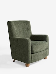 Boucle Chenille Moss Green Clarence Large Highback Chair - Image 6 of 10
