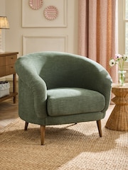 Relaxed Linen Look Mid Green Digby Accent Chair - Image 1 of 10