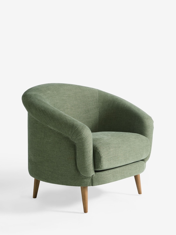 Relaxed Linen Look Mid Green Digby Accent Chair - Image 2 of 10