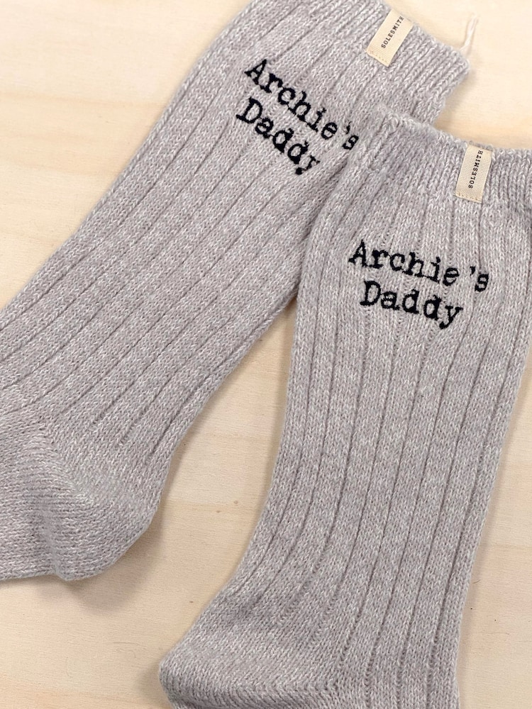 Solesmith Grey Your Text Embroidered Socks - Image 1 of 3