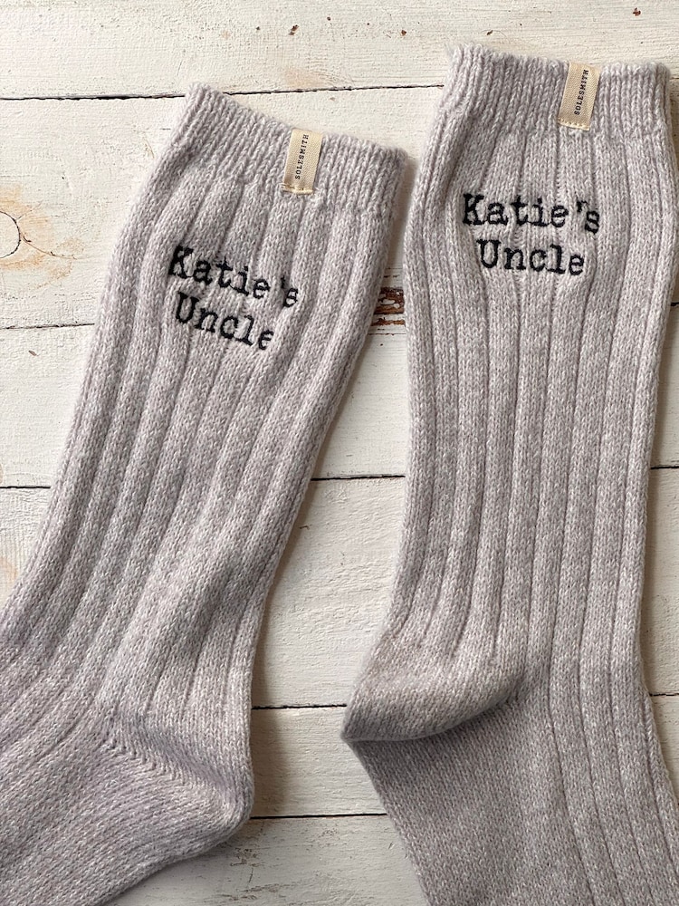 Solesmith Grey Your Text Embroidered Socks - Image 3 of 3