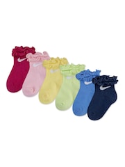 Nike Pink Little Kids 6 Pack Ruffle Socks - Image 1 of 3