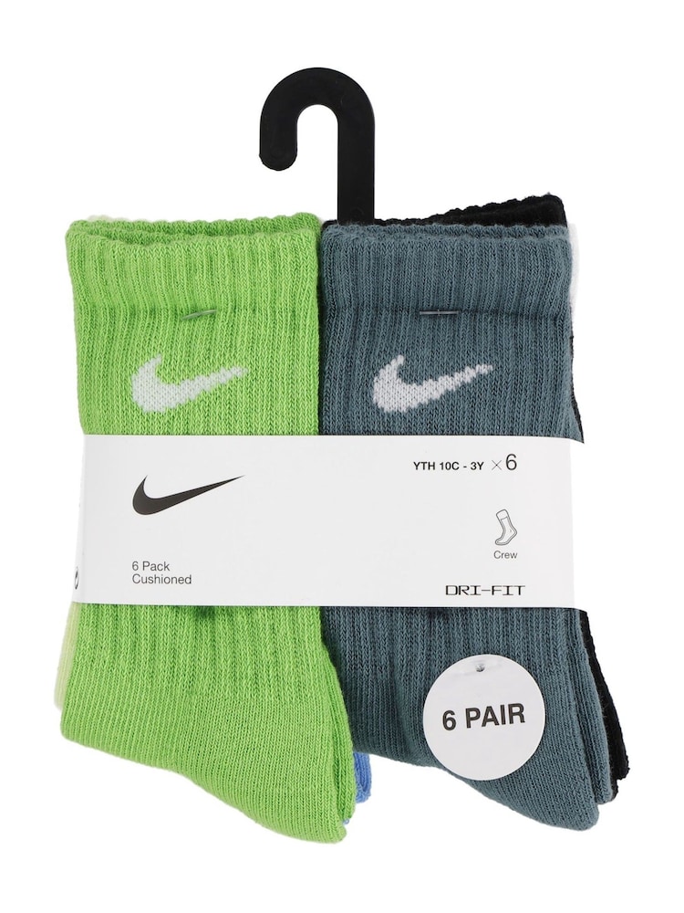 Nike Green Performance Crew Socks 6 Pack - Image 3 of 3 Nike Green Performance Crew Socks 6 Pack - Image 3 of 3