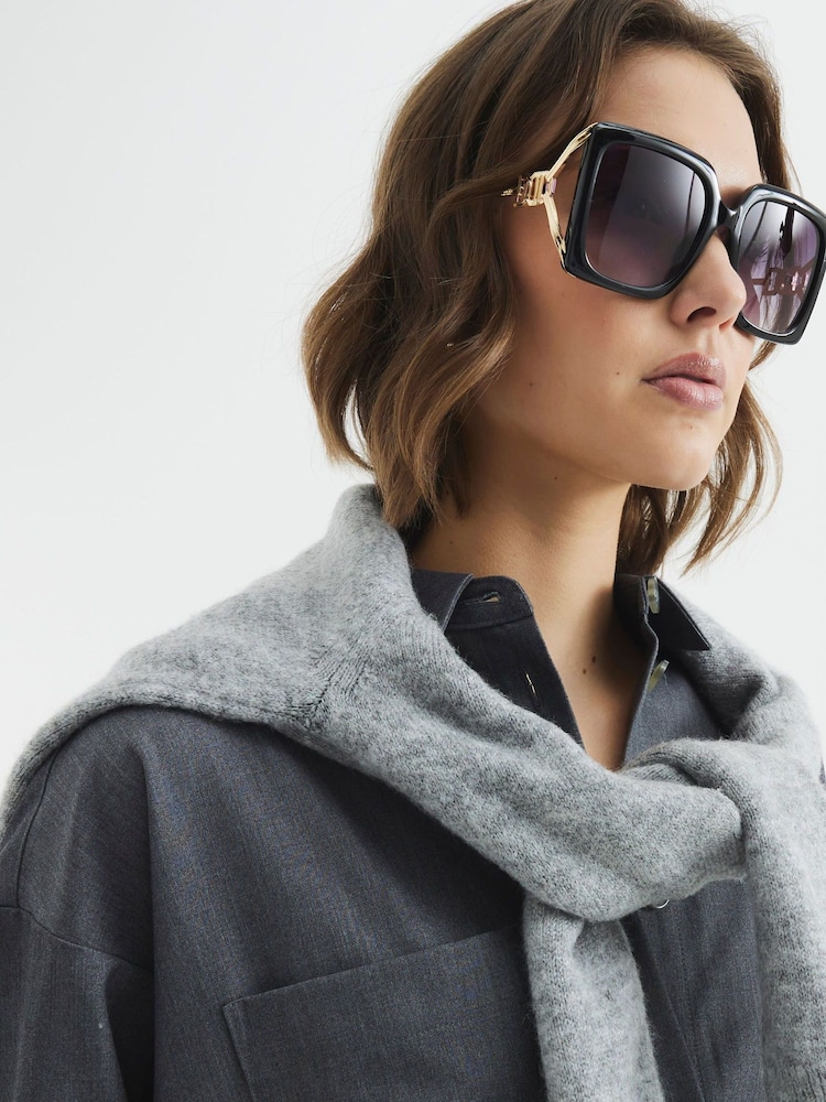 River Island Square Cut Out Sunglasses - Imagem 5 de 5