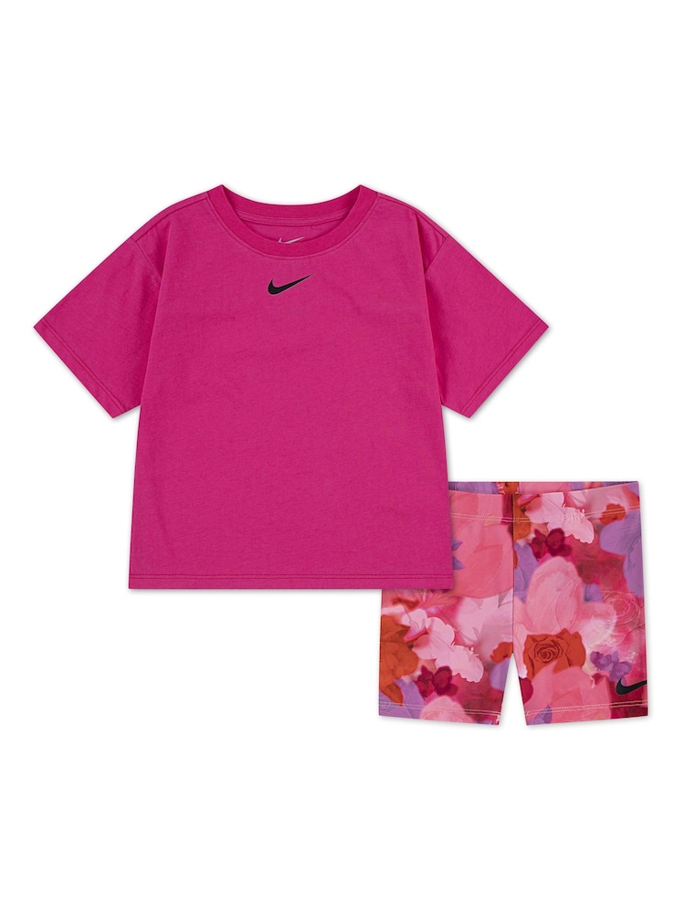 Nike Purple Little Kids Move With Nature Tshirt and Bike Shorts Set - Image 1 of 4