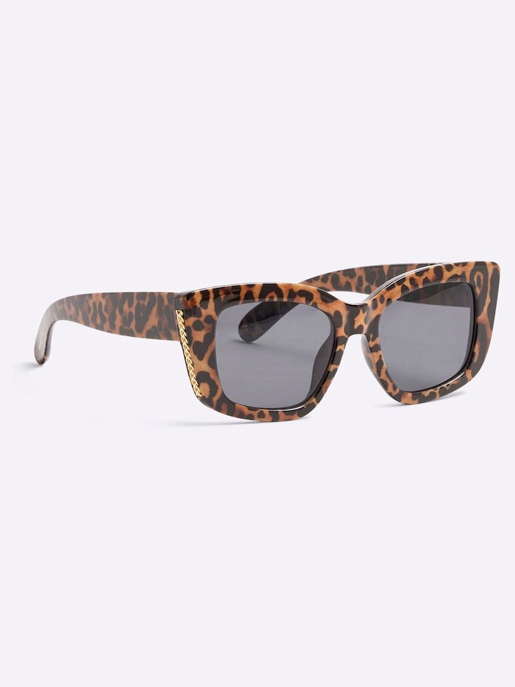 River Island Leopard Print Chain Sunglasses - Imagem 1 de 5