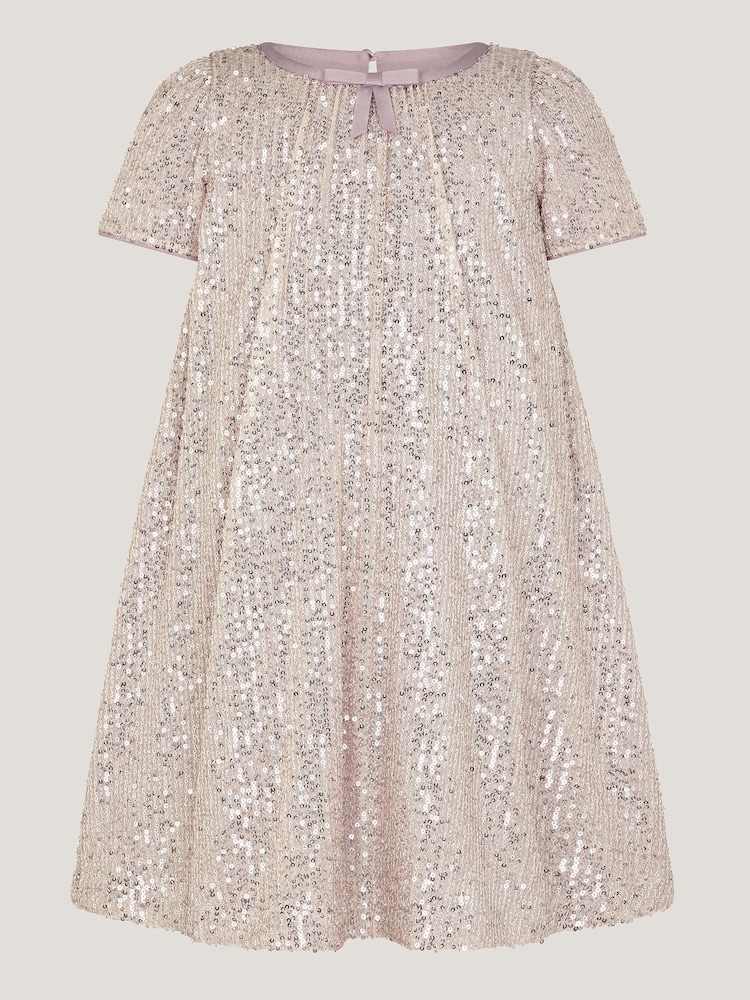 Monsoon Silver Sienna Sequin Bow Party Dress - Image 2 of 4