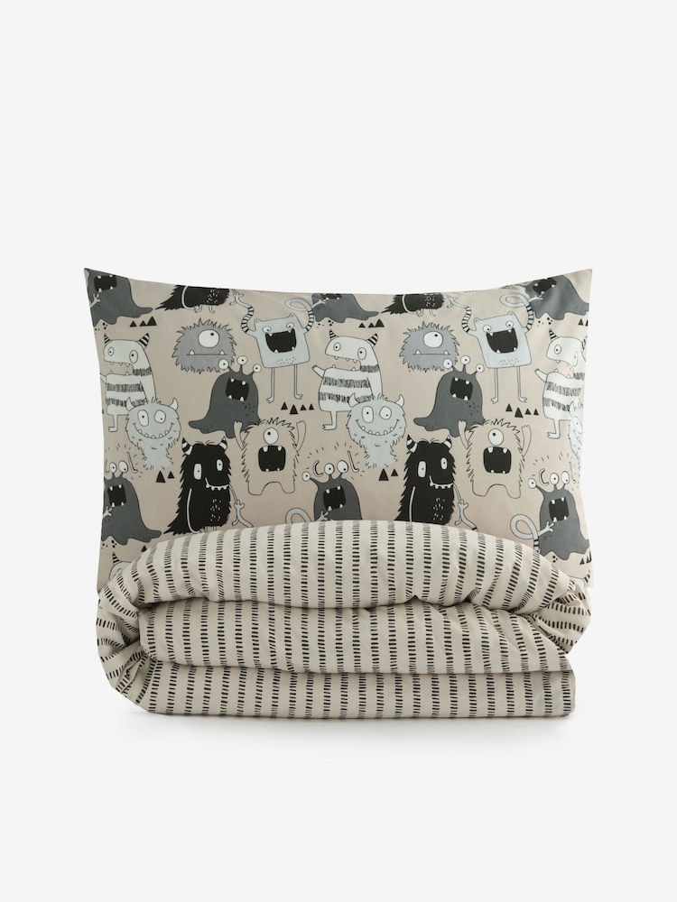 Grey Monsters Duvet Cover and Pillowcase Set - Image 2 of 3