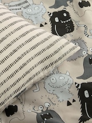 Grey Monsters Duvet Cover and Pillowcase Set - Image 3 of 3
