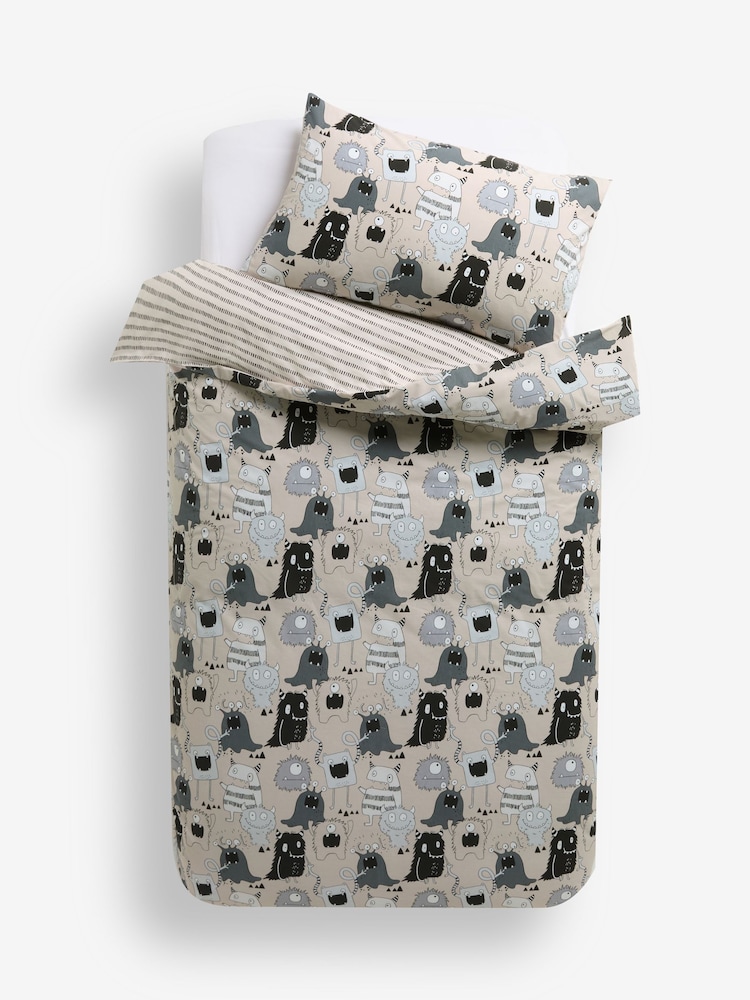 Grey Monsters Duvet Cover and Pillowcase Set - Image 6 of 6 Grey Monsters Duvet Cover and Pillowcase Set - Image 6 of 6