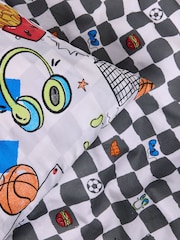 Black/White Graffiti Cotton Printed Bedding Duvet Cover and Pillowcase Set - Image 2 of 4