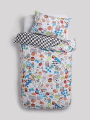 Black/White Graffiti Cotton Printed Bedding Duvet Cover and Pillowcase Set - Image 5 of 8