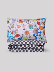 Black/White Graffiti Cotton Printed Bedding Duvet Cover and Pillowcase Set - Image 7 of 8