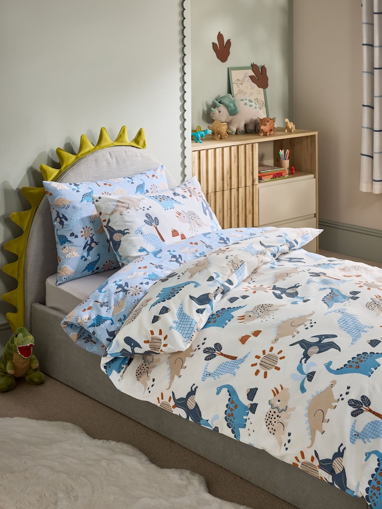 2 Pack Blue Dinosaur Duvet Cover and Pillowcases Set - Image 1 of 7 2 Pack Blue Dinosaur Duvet Cover and Pillowcases Set - Image 1 of 7