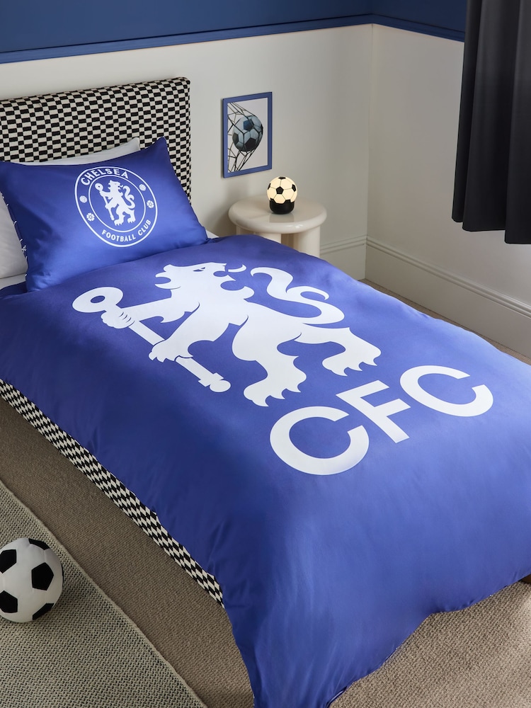 Blue Chelsea Football Club Duvet Cover and Pillowcase Set - Image 1 of 4