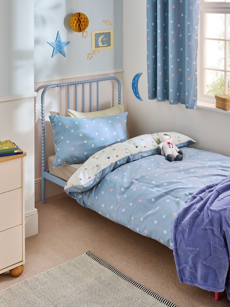 Blue Mini Space Print Duvet Cover and Pillowcase Set - Image 1 of 4 Blue Mini Space Print Duvet Cover and Pillowcase Set - Image 1 of 4