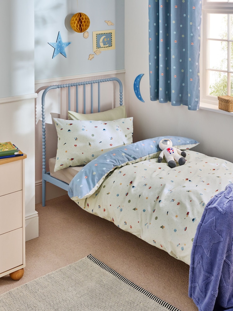 Blue Mini Space Print Duvet Cover and Pillowcase Set - Image 2 of 4 Blue Mini Space Print Duvet Cover and Pillowcase Set - Image 2 of 4