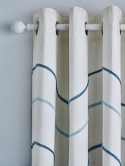 Blue Tuffted Wiggle Eyelet Blackout Curtains - Image 1 of 4
