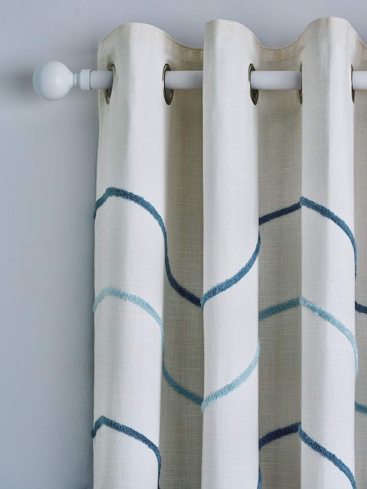 Blue Tuffted Wiggle Eyelet Blackout Curtains - Image 1 of 4