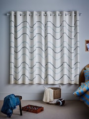 Blue Tuffted Wiggle Eyelet Blackout Curtains - Image 3 of 4