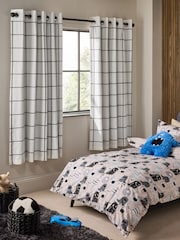 Monochrome Grid Eyelet Blackout Curtains - Image 1 of 2