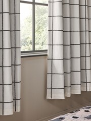 Monochrome Grid Eyelet Blackout Curtains - Image 2 of 2