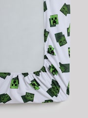 White/Green Minecraft Cotton Fitted Sheet - Image 4 of 4