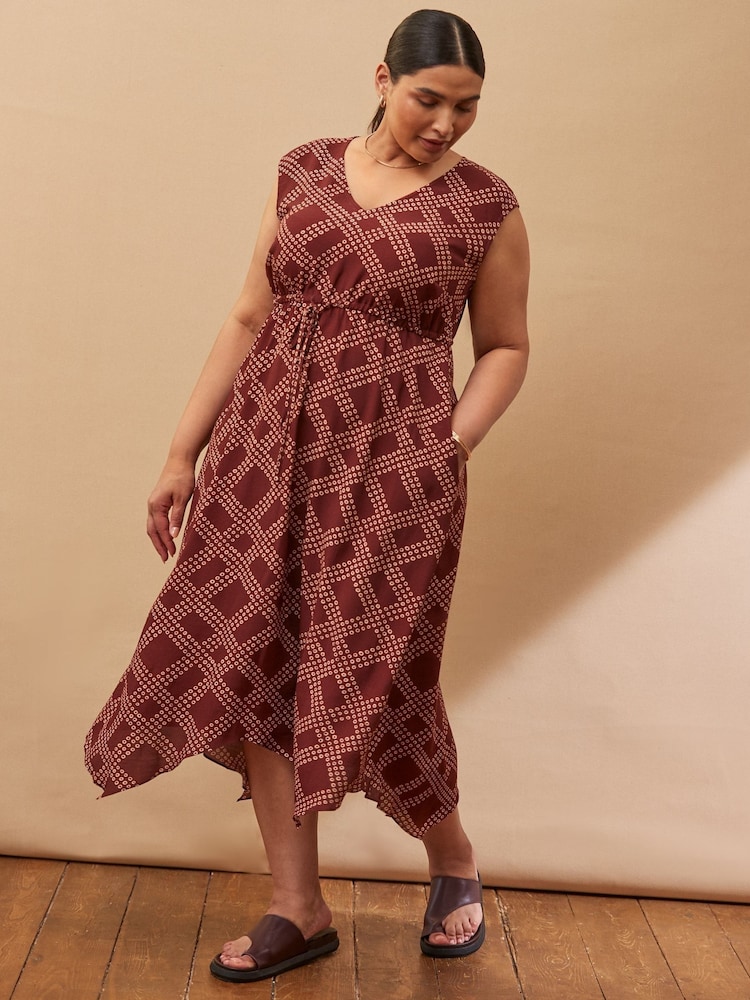 Vestido com estampa geométrica e decote em V e bainha de lenço Live Unlimited - Imagem 2 de 5