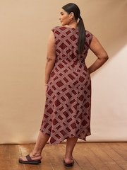 Vestido com estampa geométrica e decote em V e bainha de lenço Live Unlimited - Imagem 5 de 5