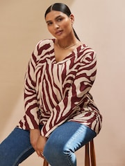 Live Unlimited Cream Animal Print Split Sleeve Blouse - Image 1 of 4