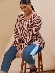 Live Unlimited Cream Animal Print Split Sleeve Blouse - Image 2 of 4