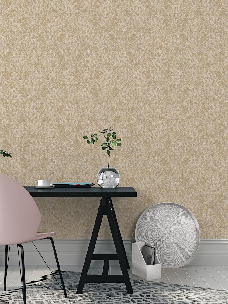 Laurence Llewelyn-Bowen Yellow Rambleicious Floral Print A4 Wallpaper Sample - Image 1 of 4