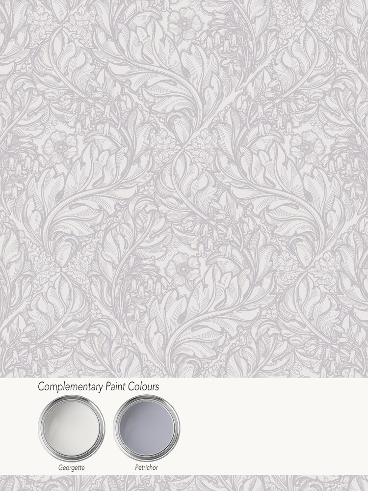 Laurence Llewelyn-Bowen Silver Grey Rambleicious Floral Print A4 Wallpaper Sample - Image 4 of 4