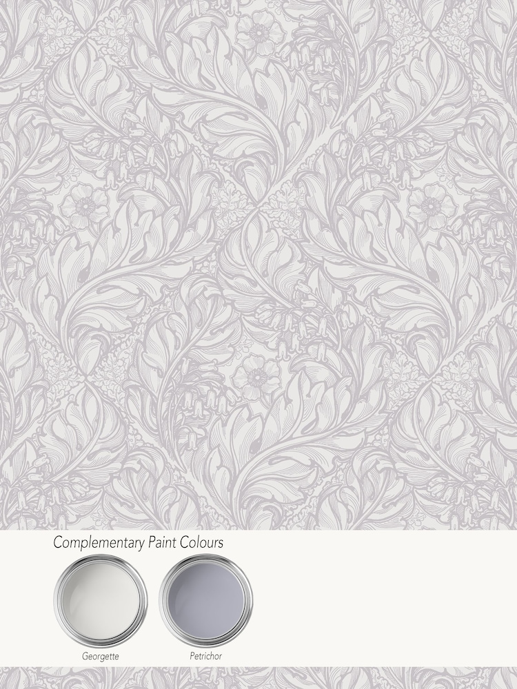 Laurence Llewelyn-Bowen Silver Grey Rambleicious Floral Print A4 Wallpaper Sample - Image 4 of 4 Laurence Llewelyn-Bowen Silver Grey Rambleicious Floral Print A4 Wallpaper Sample - Image 4 of 4