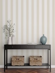 Style Sisters Beige Medium Stripe A4 Wallpaper Sample - Image 1 of 3