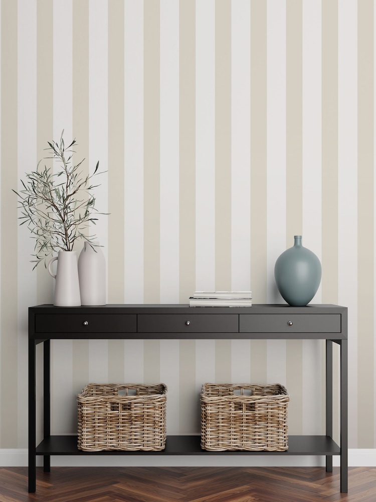 Style Sisters Beige Medium Stripe A4 Wallpaper Sample - Image 1 of 3 Style Sisters Beige Medium Stripe A4 Wallpaper Sample - Image 1 of 3