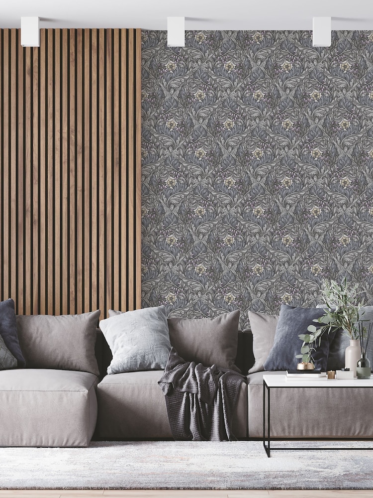 Laurence Llewelyn-Bowen Blue Rambleicious Floral Print A4 Wallpaper Sample - Image 1 of 4 Laurence Llewelyn-Bowen Blue Rambleicious Floral Print A4 Wallpaper Sample - Image 1 of 4